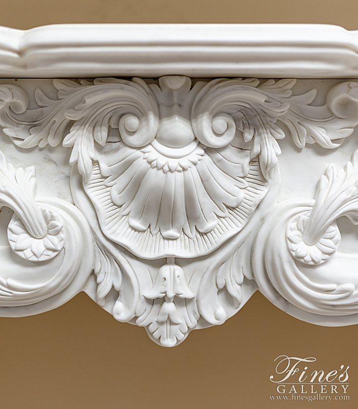 Marble Fireplaces  - Elaborate Rococo French Mantel In Statuary White Marble - MFP-2074